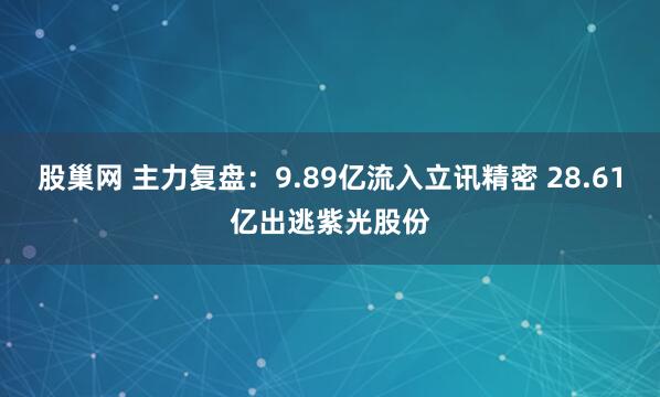 股巢网 主力复盘：9.89亿流入立讯精密 28.61亿出逃紫光股份