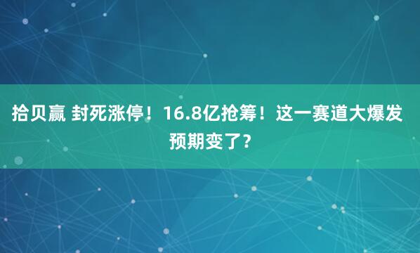 拾贝赢 封死涨停！16.8亿抢筹！这一赛道大爆发 预期变了？