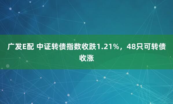 广发E配 中证转债指数收跌1.21%，48只可转债收涨